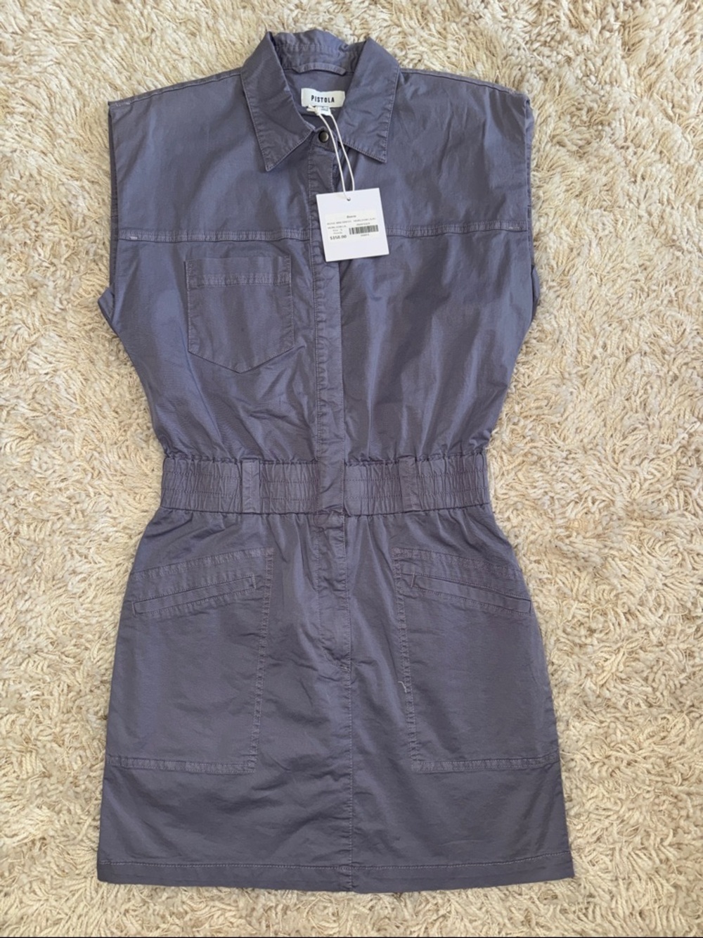 pistola Slate Gray Sleeveless Utility Shirt Dress